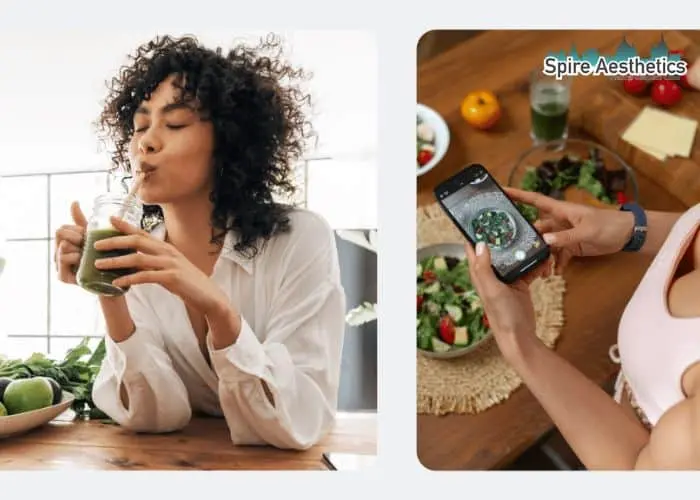 Image of woman looking into her diet and fat freezing Birmingham to improve her health